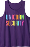 Funny Halloween TShirts Halloween Dad Mom Daughter Adult Costume, Unicorn Security Tank Top - Purple