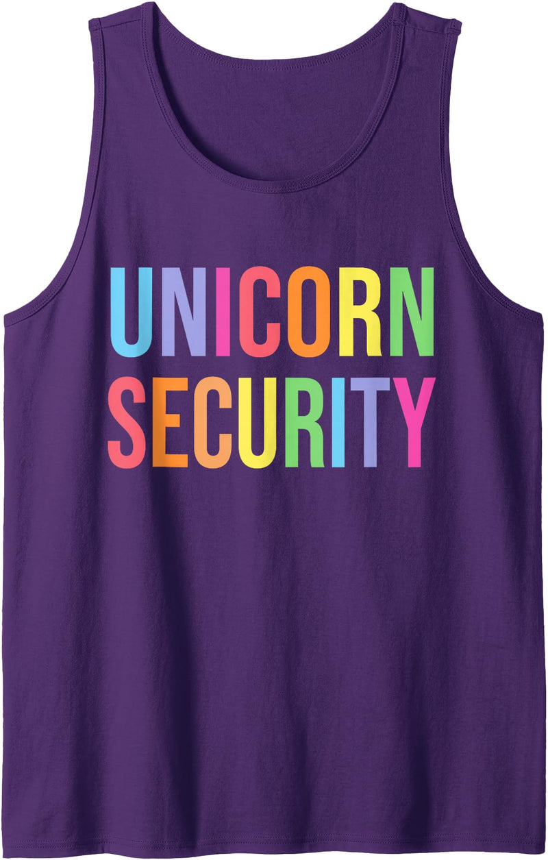 Funny Halloween TShirts Halloween Dad Mom Daughter Adult Costume, Unicorn Security Tank Top - Purple