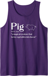 Pork Lover Farm Idea Pig Definition Noun Funny Bacon & Ham Lover Chef Humor Tank Top - Purple