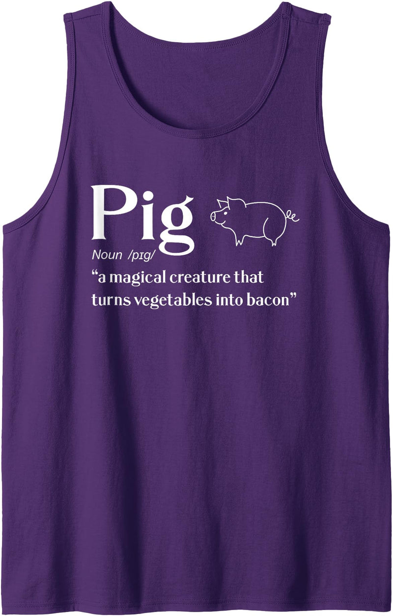 Pork Lover Farm Idea Pig Definition Noun Funny Bacon & Ham Lover Chef Humor Tank Top - Purple