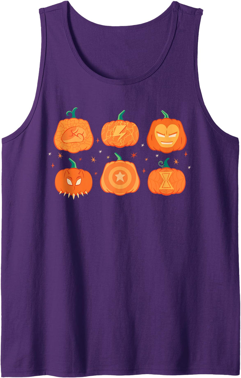 Marvel Halloween Avengers Pumpkin Characters Grid Tank Top - Purple
