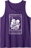 Threadrock The Lovers Vintage Tarot Card Goth Skeleton Skull Halloween Tank Top - Purple