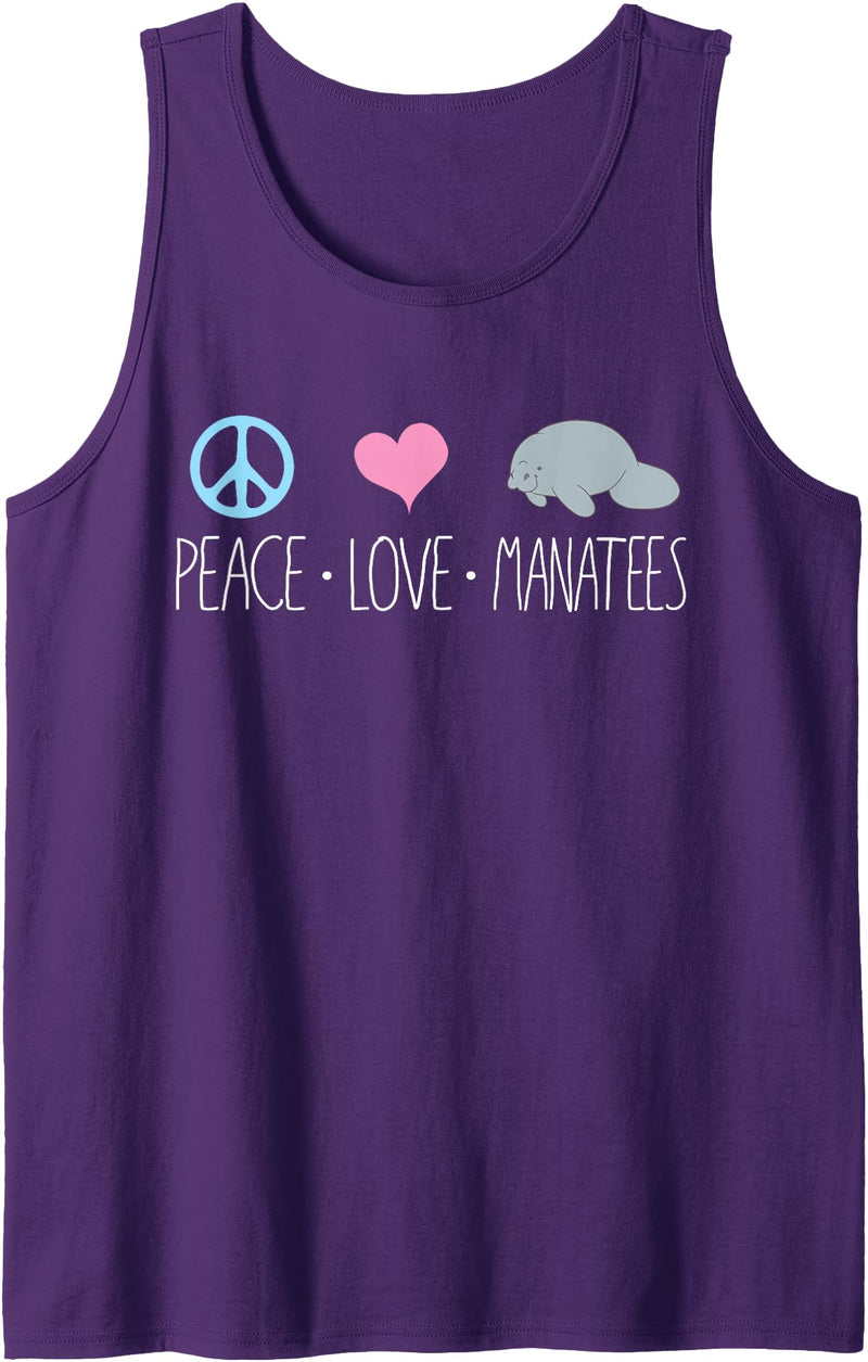 Sea Cows Tees Cute Manatee Design, Peace Love Manatees Chubby Sea Cow Gift Tank Top - Purple
