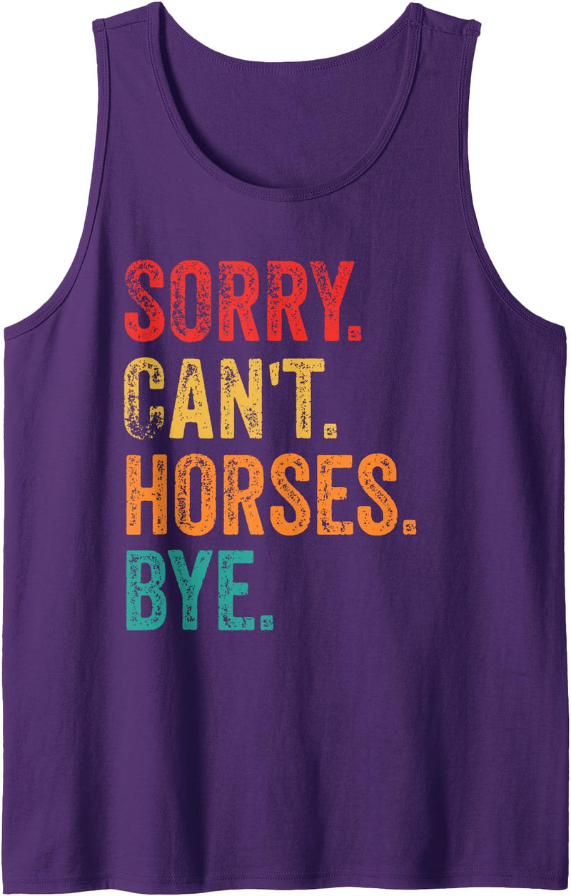 Sorry Can't Horses Bye Tank Top - Purple