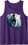 Crowed polar bear Apparel Geometric Style Polar Bear Tank Top - Purple
