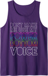 Funny Power Bottom Gay Pride LGBT Designs Don't Make Me Use My Power Bottom Voice Gay Pride LGBT Bear Tank Top - Purple