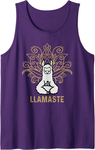 Lama Llamaste Family Summer Sport Yoga Gift Tees Llamaste Yoga Gift For Men Women Kids Lover Llama Yoga Tank Top - Purple