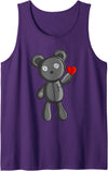 Neyus Art Sweet Little Emo Gothic Teddy Bear with Small Heart Gift Tank Top - Purple