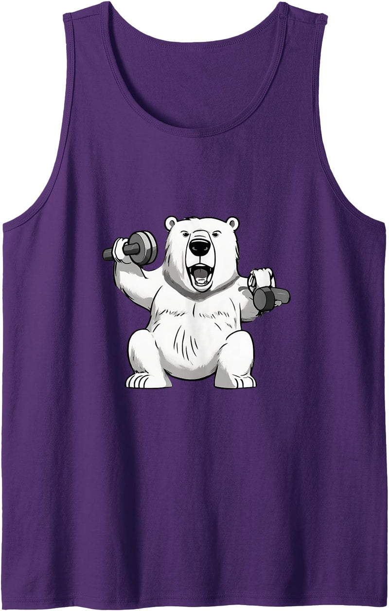 International Polar Bear Day Polar Bear Polar Bear dumbbell weightlifting Gym And Polar Bear Lovers Tank Top - Purple