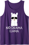 No Drama No Pob-Llama Alpaca Gifts No Drama Llama Alpaca with Sunglasses Llama Lovers Gift Tank Top - Purple