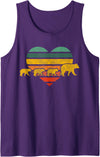 Mama Bear Three Cubs Retro Heart Mothers Day Gift Tank Top - Purple