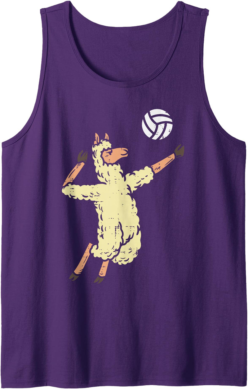Volleyball Men Women Kids Gift Llama Volleyball Alpaca Spike Serve Player Spiker Women Men Tank Top - Purple