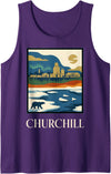 Churchill Travel Art Studio Churchill Manitoba Polar Bear Vintage Retro Design Tank Top - Purple