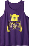 Funny Sayings Cute Hungry Bear Memes Cute Hungry Bear Feed Me Tell Me I’m Pretty Tank Top - Purple