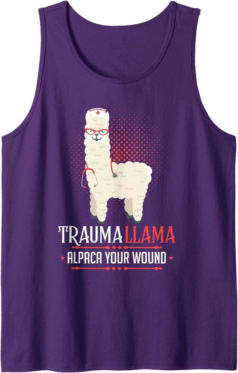 Funny Nurse Day Healthcaren Nicu JD0 Nurse Trauma Llama Alpaca Your Wounds Tank Top - Purple