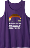 Bear Shirts for Men - Gay Pride 2024 Beards & Bears & Belly Rubs Leather Daddy Bear LGBTQ Print Tank Top - Purple