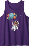 Astronaut Balloon Mens Astronaut Costume Kids Womens Astronaut Bear Holding Planet Balloons Outer Space Tank Top - Purple