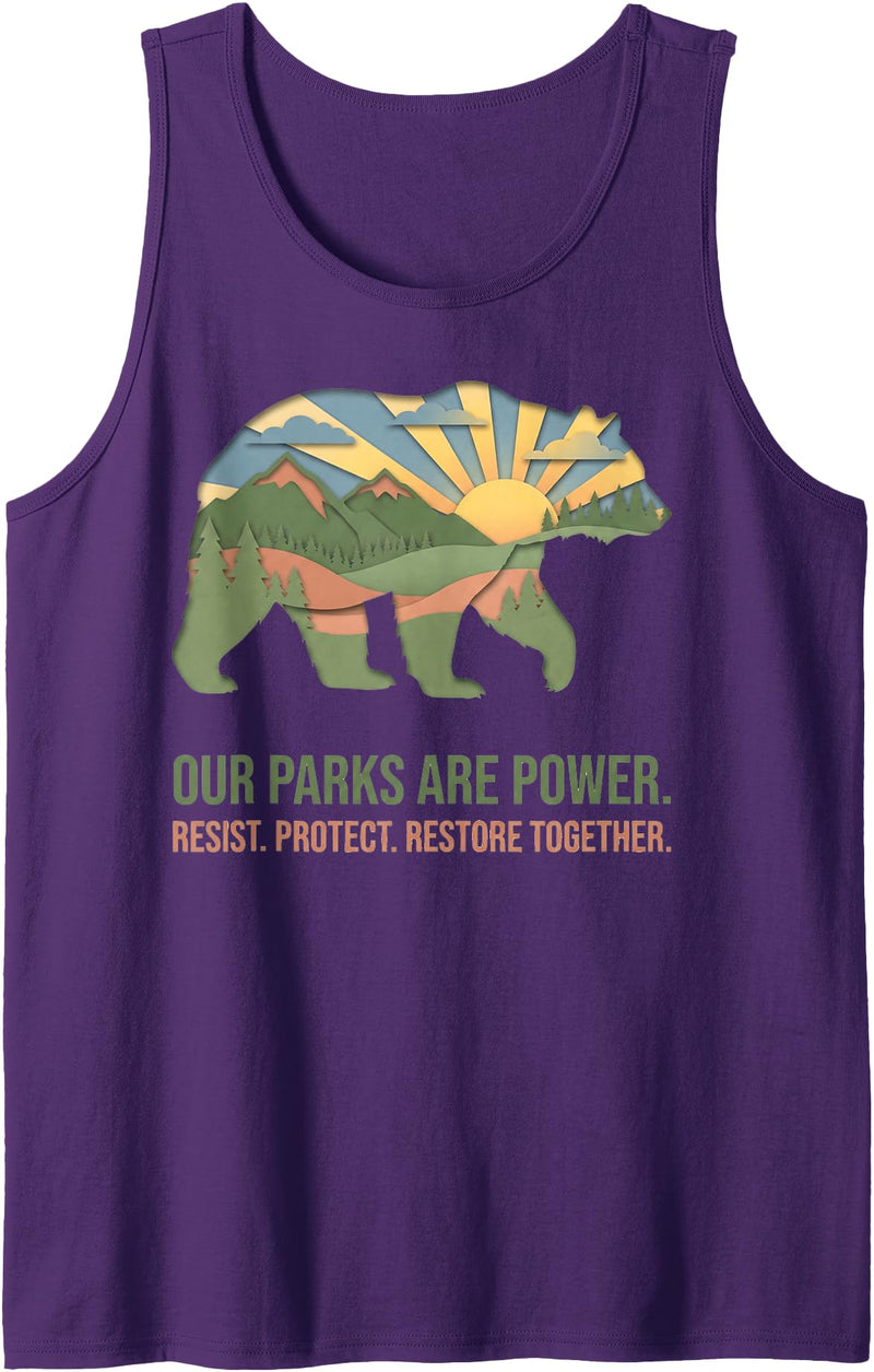 Save Our Parks Resist National Parks Bear Apparels Resist Save Our Parks National Park Bear Nature Protection Tank Top - Purple