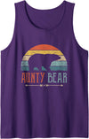 Cute Bear Family Matching Shirts & Gifts Aunty Bear Vintage Retro Aunt Present Auntie Tank Top - Purple