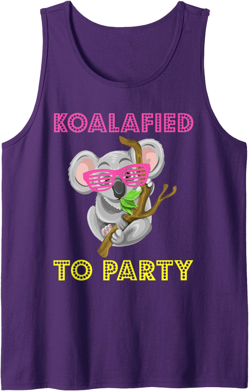 Koala Puns Apparel Koalafied to Party Tee Koala Bear Funny Cute Animal Pun Tank Top - Purple