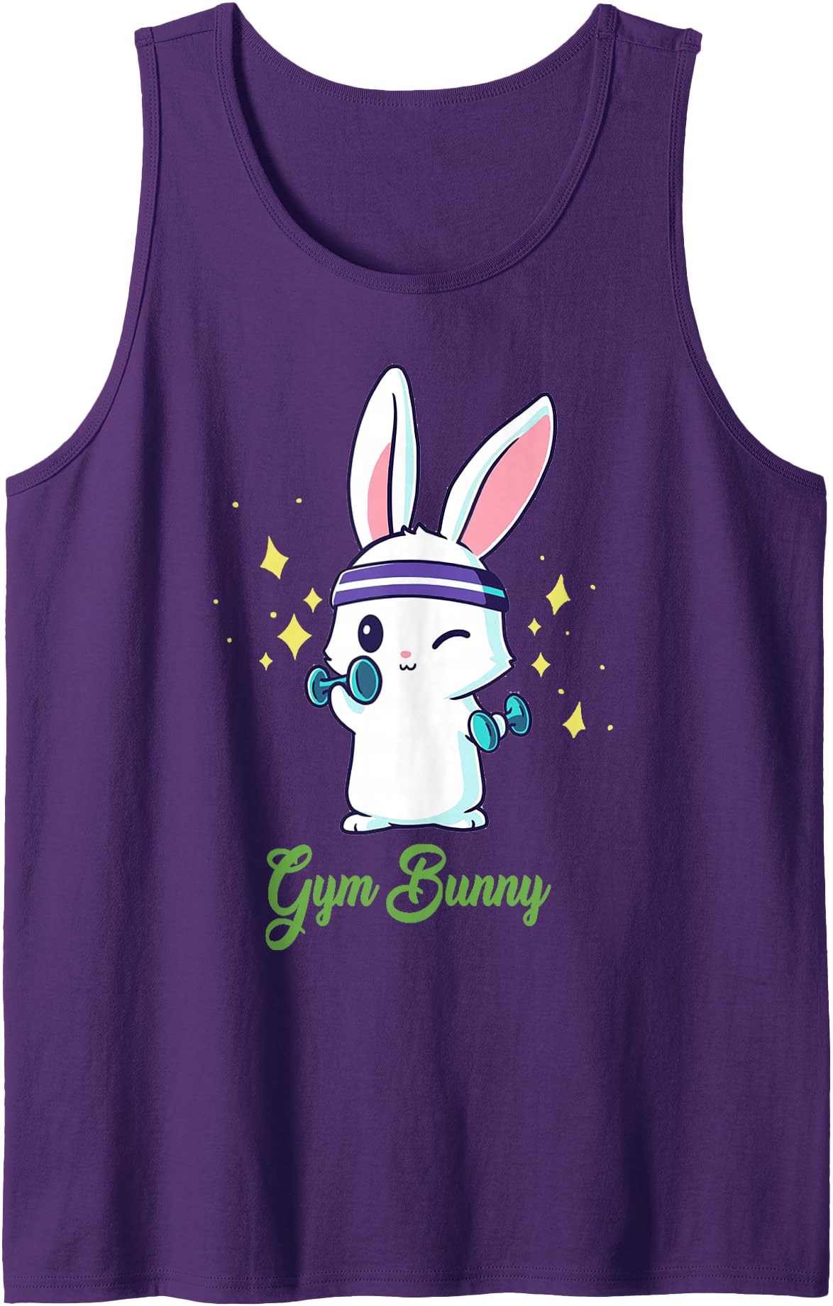 Gym Bunny Unisex Fitness Rabbit Lover Gym Workout Tank Top in Purple
