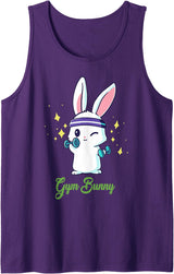 Gym Bunny Unisex Fitness Rabbit Lover Gym Workout Tank Top in Purple