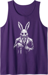 Creepy Goth Rabbit, Horror Bunny, Weirdcore Rabbit Tank Top in Purple