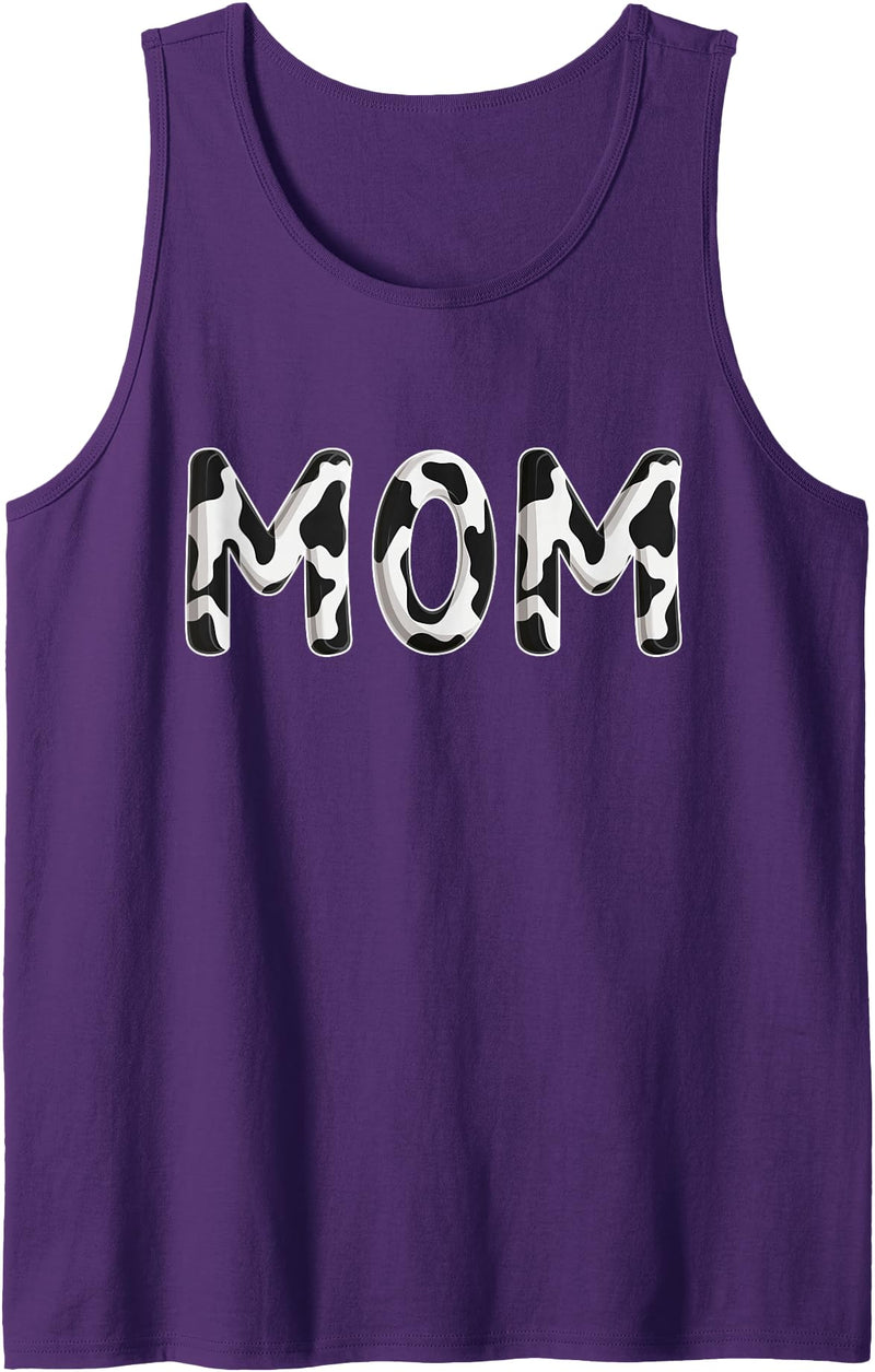 Cow Pattern Print Family Matching Birthday Shirts Cow Mom Birthday Family Matching Mothers Day Boy Girl Farm Tank Top -