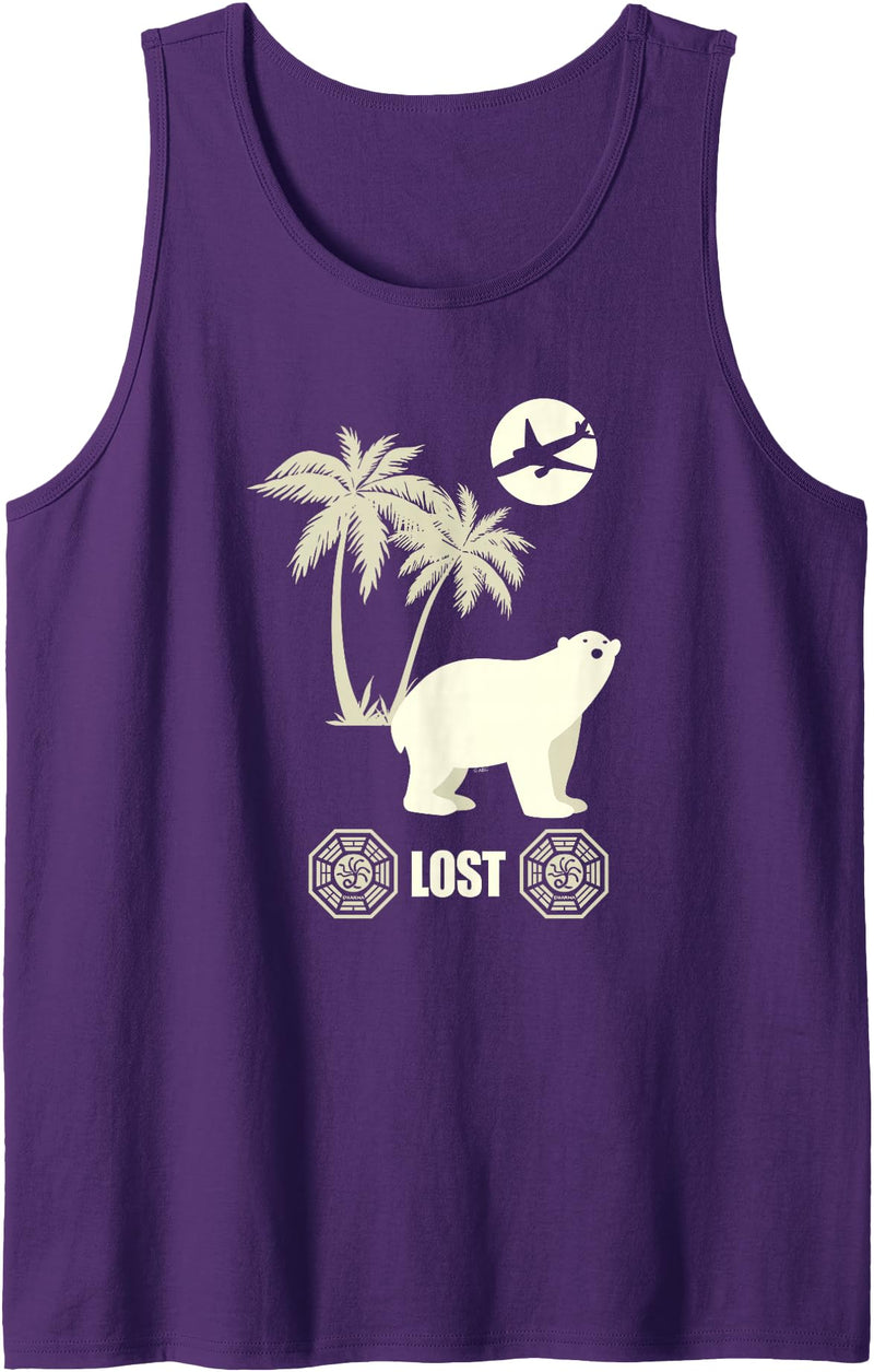 Lost Polar Bear, Island, and Plane Tank Top - Purple