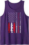 Who love Fishing Fisherman American Flag Fishing rod line pole fish stripes Fisherman Tank Top - Purple