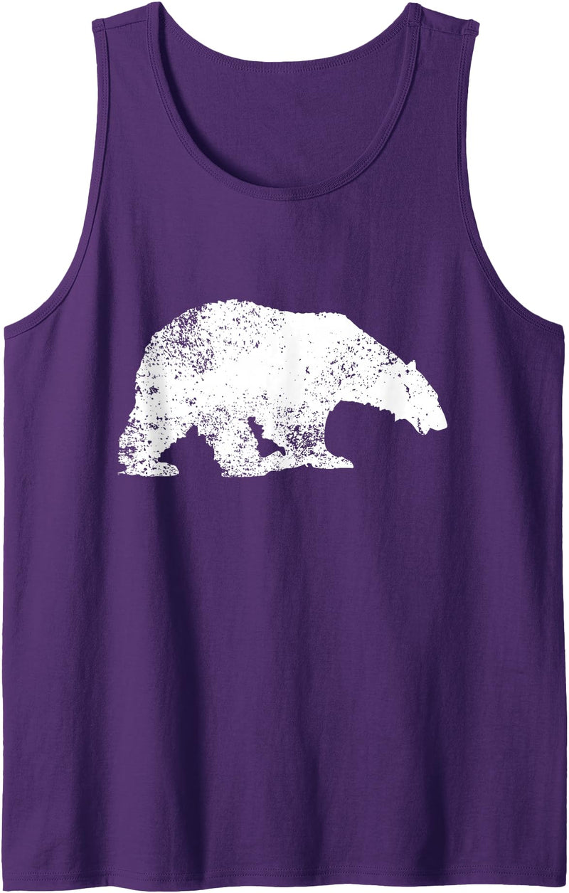 Polar Bear Lovers Graphic Distressed Polar Bear Print - Vintage Polar Bear Tank Top - Purple