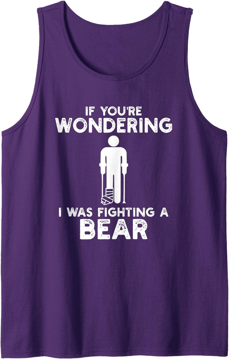 I Was Fighting A Bear Humor Designs Co. Funny Humour I Was Fighting A Bear Tank Top - Purple