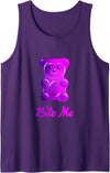 Bahaa's Tee Cool Bite Me Colorful Gummy Bear Candy Illustration Graphic Tank Top - Purple