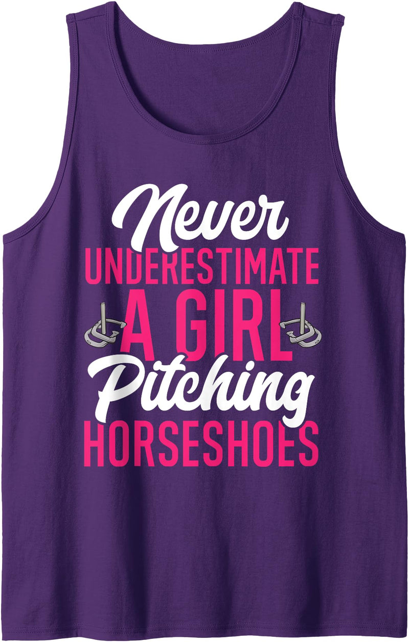 Horseshoes Gift & Throwing Horseshoes Apparel Horseshoe Pitching Horseshoes Girl Tank Top - Purple