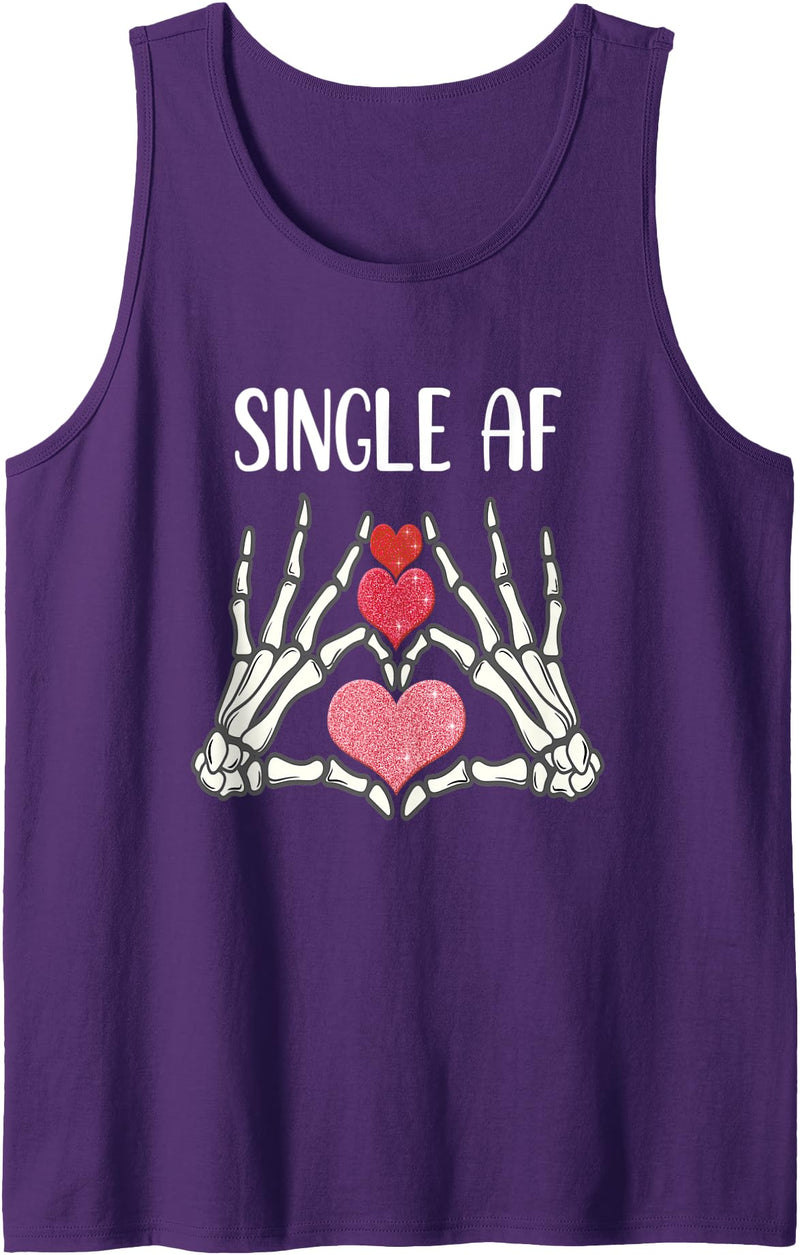 Single Lady's Single AF Skeleton and Hearts Tees Single AF skeleton hands hearts single women's halloween Tank Top - Purple