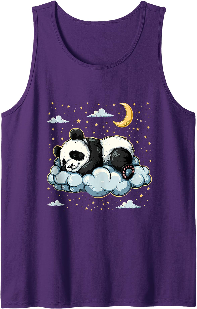 Cute Sleeping Animals Panda Sleeping Moon Napping Sleep Panda Bear Sleepy Animal Tank Top - Purple