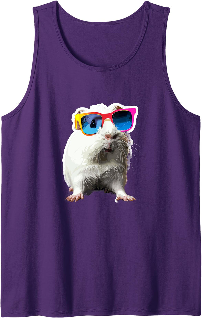 Guinea pig sunglasses Cute guinea pig Chilt with sunglasses Tank Top - Purple
