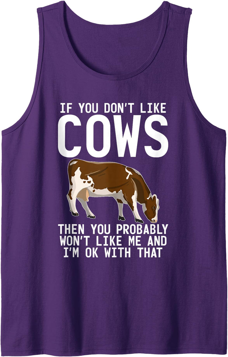 Cow Farmer Gifts If you dont like Cows then you probably wont like me Cow Tank Top - Purple