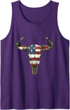 Gotham Threads American Flag Cow Horns Patriot Tank Top - Purple
