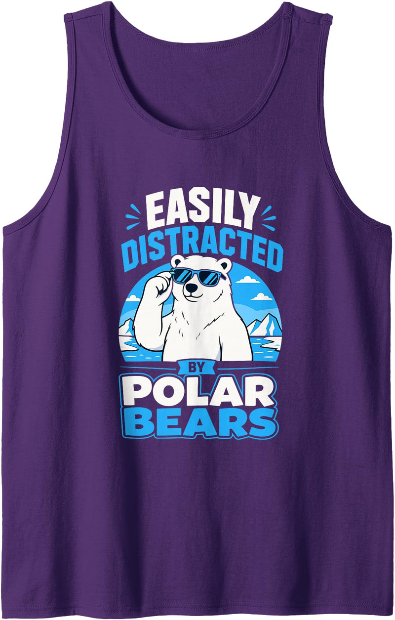 Easily Distracted By Polar Bears Tank Top - Purple
