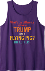 What's The Difference Between Trump & Flying Pig? What's The Difference Between Trump and A Flying Pig? Tank Top - Purple