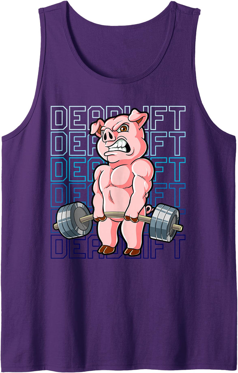 Bodybuilding Gifts Pig Gym Weight Training Deadlift Tank Top - Purple