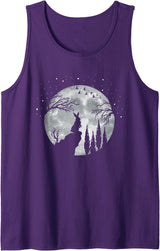 Rabbit Hare Animal Full Moon at Night - Funny Pet Bunny Tank Top in Purple