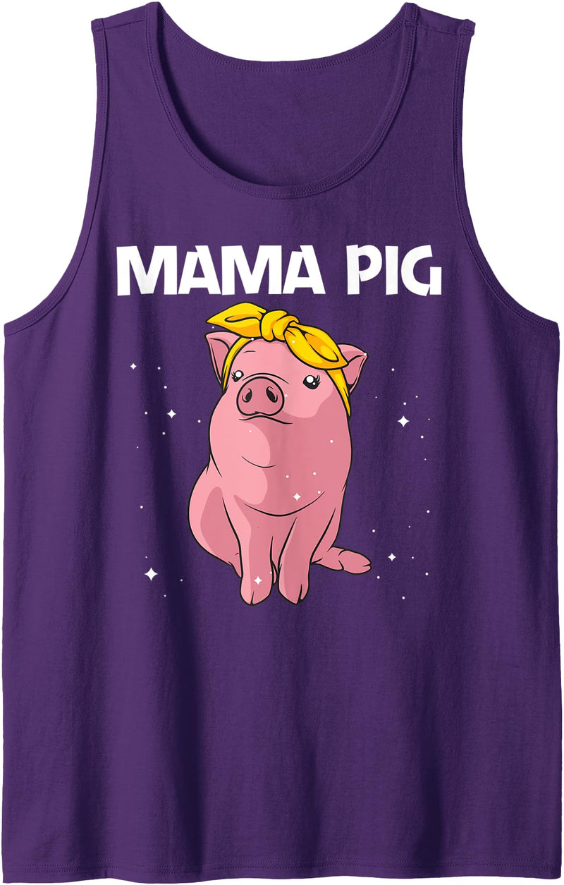 Cool Pig Gift Pig Lover Stuff & Accessories Cute Pig Art For Women Girls Mom Pig Farmer Hog Swine Lover Tank Top - Purple