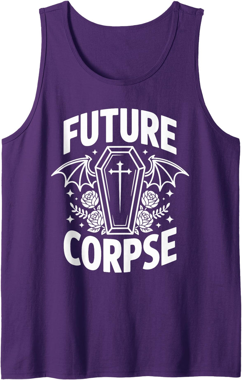 Coffin Humor Halloween Future Corpse Future Corpse Funny Halloween Coffin Bats Tank Top - Purple