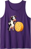 Funny Cow Cheese Dairy Farm Humor Black White Cow Cheese Lover Dairy Humor Tank Top - Purple