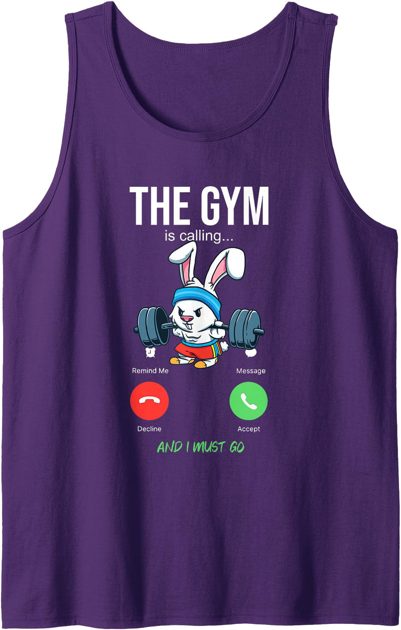 The Gym Is Calling Rabbit Fitness Cute Bunny Workout Tank Top in Purple