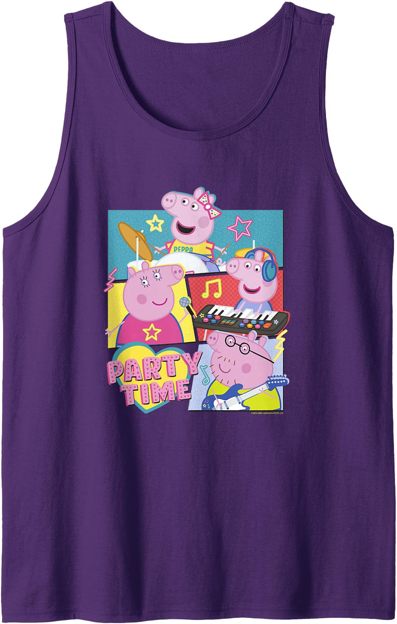 Peppa Pig Party Time Peppa & Family Musical Group Shot Tank Top - Purple