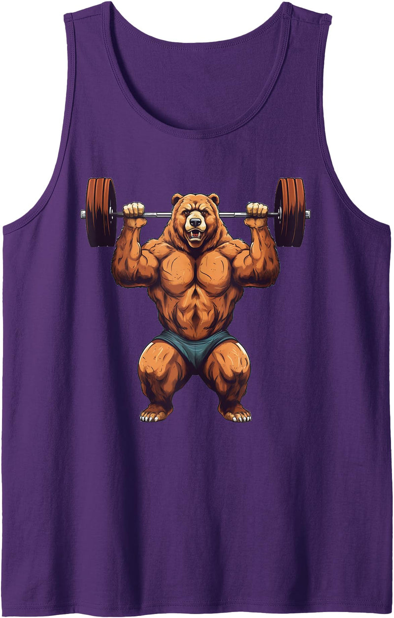 Bear Powerlifting Weightlifting Gym Apparel Bear Powerlifting Weightlifting Gym Workout Tank Top - Purple