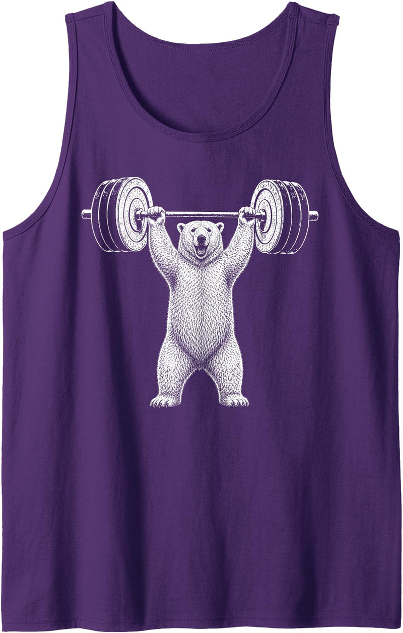 Funny Polar Bear Fitness Meme Polar Bear Gym Deadlift Workout Weightlifting Tank Top - Purple
